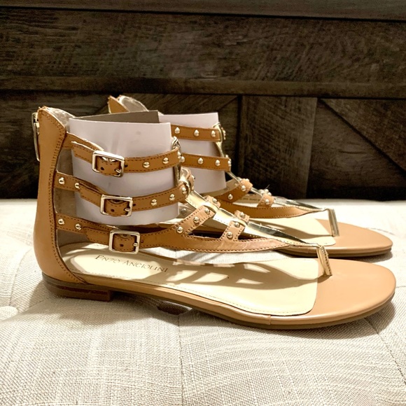NWOT Enzo Angiolini Gold Studded Gladiator Sandals - Picture 3 of 6